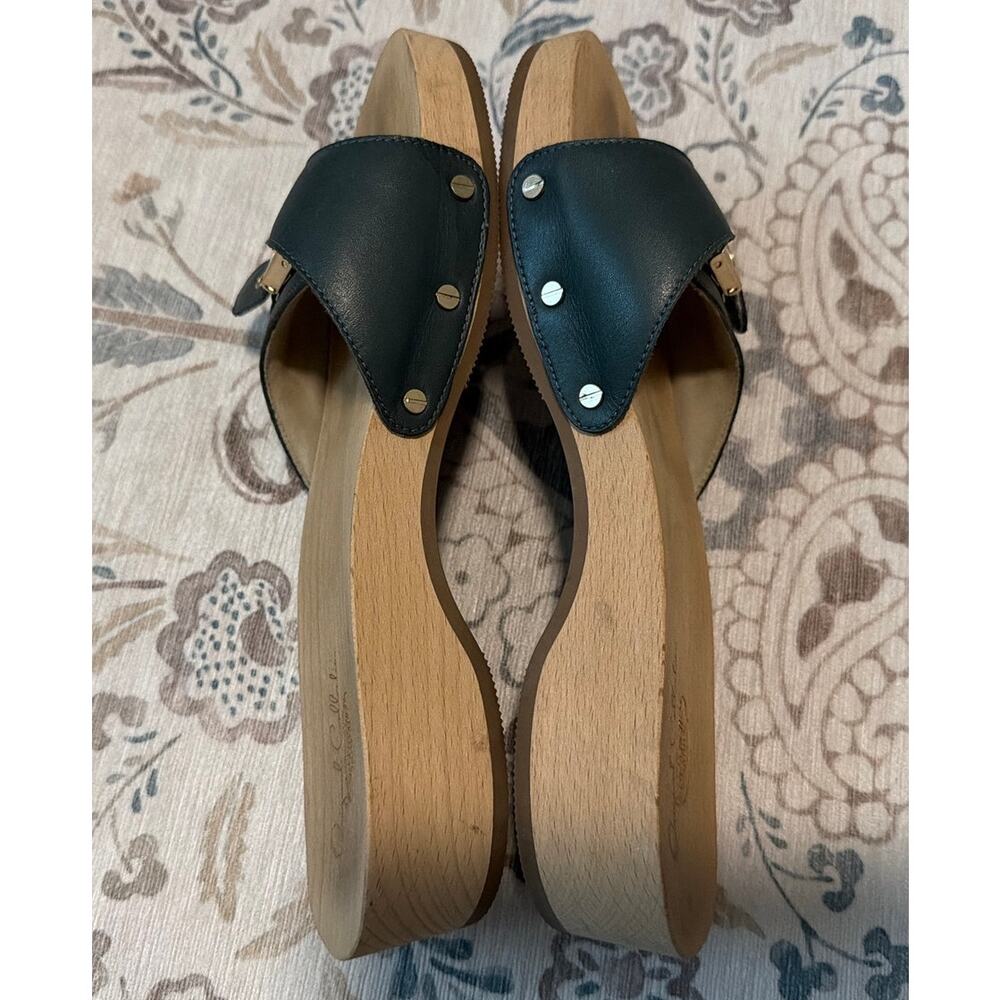 Dr. Scholls Original Clog Shoes Womens Size 10 Navy Leather Wood Slide Sandals - Picture 7 of 7